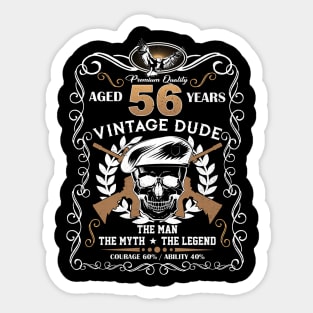 Skull Aged 56 Years Vintage  Vintage 56 Dude Sticker